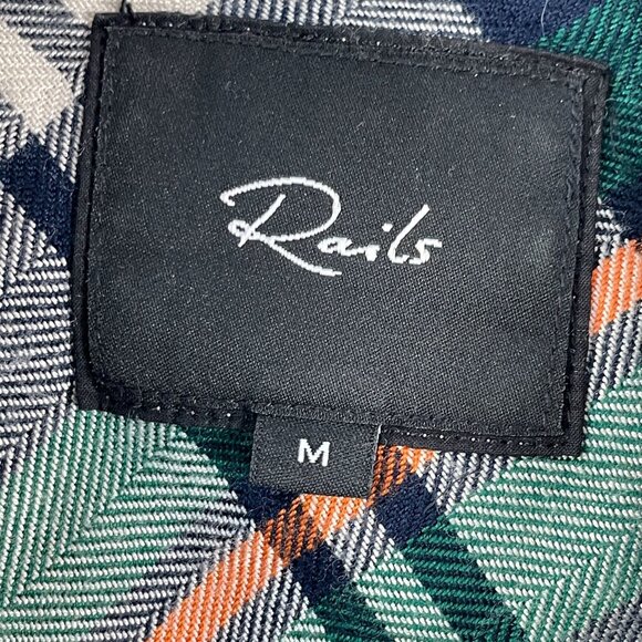 Rails Womens Medium Hunter Forest Navy Stone Plaid Button Up Shirt Long Sleeve - Picture 6 of 12